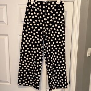 Maeve Anthropologie Black and White Polka Dot Wide Leg Pants